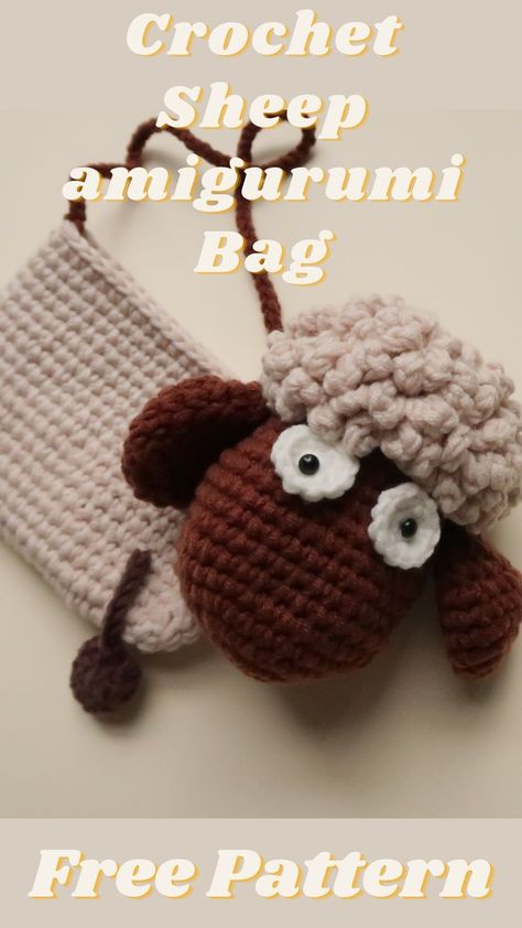 Bag Crochet Tutorial, Diy Crochet For Beginners, Amigurumi Bag, Crochet A Crop Top, Sheep Amigurumi, Bag Free Crochet Pattern, Crochet Sheep, Crochet Crop, Cross Bag