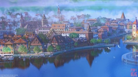 ArtStation - Lake city, Arseniy Chebynkin City Backgrounds, Fantasy Town, Paper City, City Background, Paper Games, Fantasy City, Transformers Art, Fantasy Art Landscapes, Guy Drawing