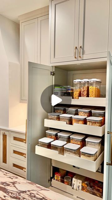 Tania Jaar | Design 2 Organize & Co. on Instagram: "Don’t have a walk-in pantry? Use & share our latest idea on how to convert your kitchen into a more welcoming space. We used this tall cabinet for storage and created a dream pantry for our client. Make your pantry look fabulous and book your free consultation today using the link in our bio.   👉🏻Visit www.design2organize.com" Kitchen Tall Cabinet Ideas, Guest Kitchen, Cabinet For Storage, Tall Pantry Cabinet, Tall Kitchen Cabinets, Dream Pantry, Tall Cabinet, Pantry Cabinet, Walk In Pantry