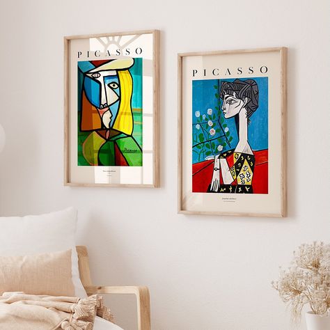 Picasso Paintings Poster Set Picasso Paintings Poster Set is a stunning compilation of two complementary artworks by the renowned artist. Each poster captures Picasso’s distinct style and artistic vision, showcasing the harmonious blend of colors, forms, and emotions that define his work. This set is a must-have for any art lover or admirer of Picasso’s genius. Frame is not included. Water Based UV-Resistant Japanese archival inks Posters are printed on 240 gsm archival matte photo paper. Wor... Paintings Poster, Pablo Picasso Paintings, Picasso Style, Picasso Paintings, Pablo Picasso, Lovers Art, Paintings, Frame, Water