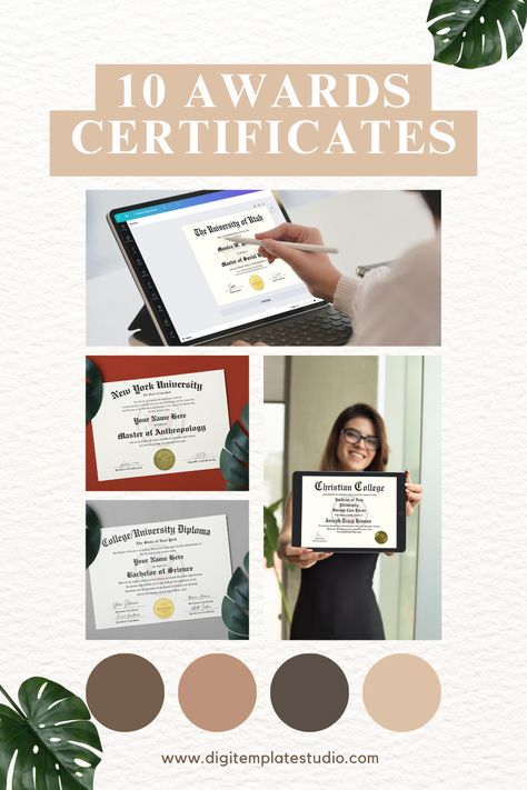 Award certificate templates are more than just pieces of paper; they represent recognition, appreciation, and achievement. Whether bestowed upon students, employees, volunteers, or participants, these editable and printable certificates serve as tangible symbols of their hard work, dedication, and contributions. Awards Certificates Template, College Diploma, Christian College, High School Diploma, Student Achievement, Printable Certificates, Award Certificates, University Diploma, Marriage Certificate