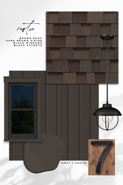 Color Love: Dark Brown - West | South Brown Shingles House Colors, Brown Exterior House Colors, Brown Roof House Colors, Brown Roof Houses, Dark Exterior House Colors, Brown House Exterior, Exterior House Colors With Brown Roof, Ranch House Exterior, Roof Ideas