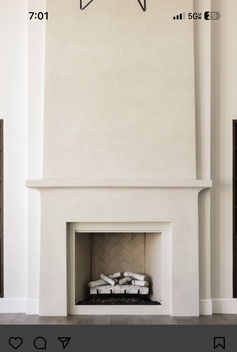 Tapered Fireplace Chimney, Fireplace High On Wall, Plaster Corner Fireplace, Venetian Plaster Fireplace Surround, Venetian Fireplace, Plaster Fireplaces, Arched Fireplace, Plaster Fireplace, Floor Remodel