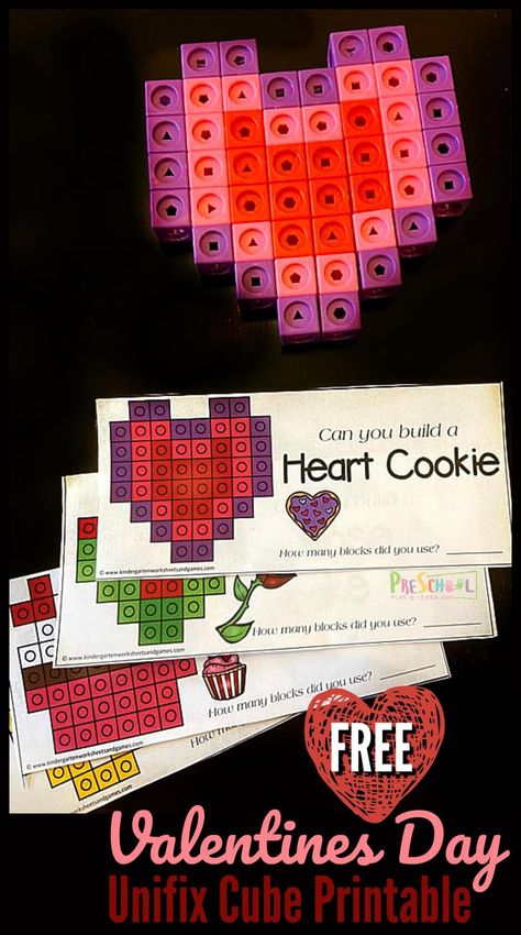 FREE pritnable unifix cube printable for fun, hands on Valentines Day Math with Snap Cubes! Great promblem solving math activity for kindergartners! #kindergartenmath #prekmath #valentinesday #valentinesdaymath #prek #1stgrade Snap Cubes Activities, Valentines Day Math, Valentine Math Activities, Cubes Math, Science Valentines, Unifix Cubes, Kindergarten Valentines, Snap Cubes, Math Valentines