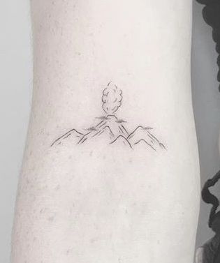 I Lava You Tattoos, Iceland Tattoo Ideas Small, Volcano Line Art, Small Volcano Tattoo, Volcano Tattoo Minimalist, Angus Tattoo, Iceland Tattoo Ideas, Lava Tattoo, Volcano Tattoo