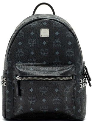 Small Backpack Black, Backpacks Black, Mcm Backpack, Knapsack Bag, Studded Backpack, Monogram Backpack, Mcm Bags, Medium Backpack, Mini Tote Bag