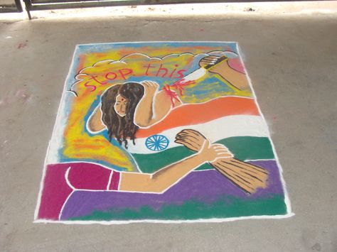 Inter Class Rangoli Competition At Amroli College 15-07-2015 Rangoli Design For School Competition, Rangoli For College Function, Rangoli Ideas For School Competition, Rangoli For College Competition, Rangoli On Social Issues, Nature Rangoli, Scenery Rangoli, Snapchat Nicknames, Rangoli Competition