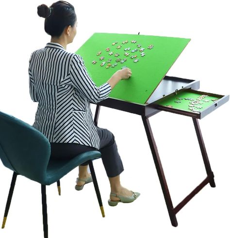 Amazon.com: Puzzle Table Wooden Jigsaw Table Puzzle Table with Tilting Surface,Larger Puzzle Table with Two Storage Drawers,for 1500 Pcs Puzzles : Toys & Games Puzzle Tables, Best Ping Pong Table, Jigsaw Table, Jigsaw Puzzle Table, Tilt Table, Puzzle Storage, Best Jigsaw, Puzzle Table, Individual Space