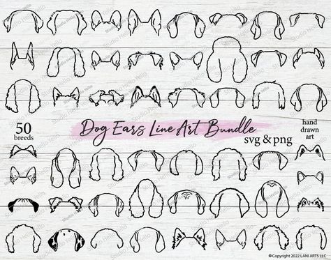 Dog Outline Tattoo Basset Hound, Golden Retriever Ears Outline Tattoo, Springer Spaniel Ear Tattoo, Dog Eats Tattoo, Shiba Inu Ears Tattoo, Dog Ear Silhouette, Doberman Ear Tattoo, Cockapoo Ears Tattoo, German Shorthaired Pointer Tattoo Outline