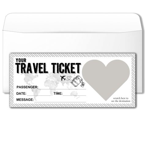 PRICES MAY VARY. Quantity: You will receive 1 scratch-off surprise boarding pass, 1 white envelope and 1 heart-shaped scratch sticker. Dimensions: The Scratch Surprise boarding pass measures 3.5 x 8 inches (width x length). Materials: The scratch-off Surprise boarding pass is made of high-quality coated paper, durable and easy to write. What it's for: Scratch-off surprise boarding passes that are the perfect gift for friends or family. You can write down your destination and put stickers on it t Travel Ticket, Travel Tickets, Boarding Passes, Scratch Off Cards, Scratch Card, Scratch Off, Heart Stickers, Christmas Wedding, White Envelope