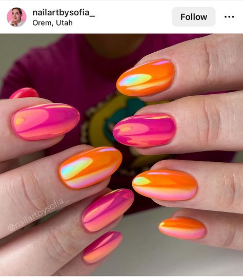 Vacation Nails Bright, Palm Springs Nails, Trendy Vacation Nails, Groovy Nails, Almond Nail Ideas, Tropical Vacation Nails, Nails Bright, Nail Idea, Almond Nail