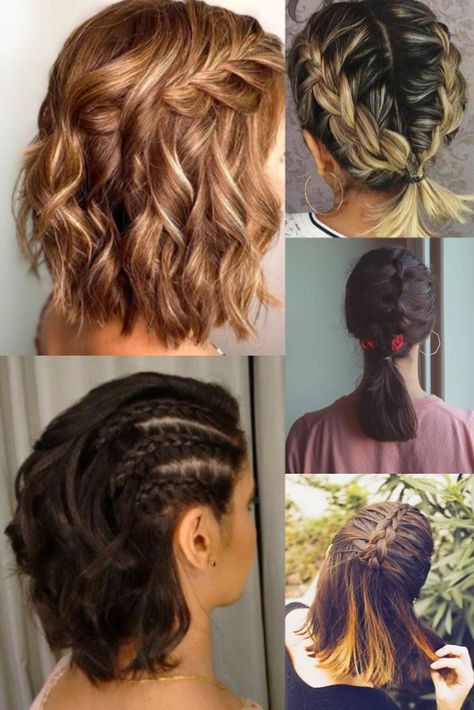 hairstyle for short hair Festival Hair Braids, Braided Hairstyles For Short Hair, Short Hair Designs, Ballroom Hair, Kids Hair Clips, Cute Braided Hairstyles, Mohawk Hairstyles, Long Hair Color, Short Braids