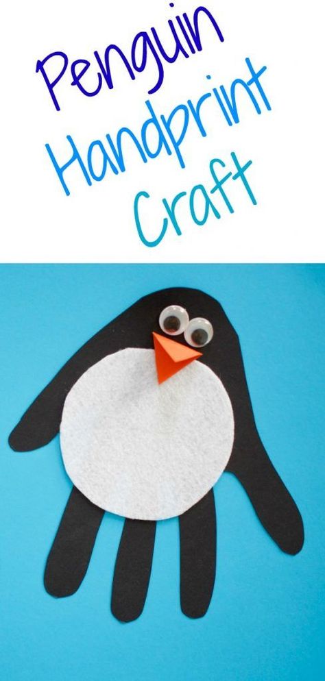 Easy Penguin Handprint Craft for Kids - The Chirping Moms Penguin Construction Paper, Penguin Prek Craft, Construction Paper Penguin, Easy Penguin Crafts For Kids, Penguin Handprint Craft, Penguin Handprint, Penguin Crafts Preschool, Winter Crafts For Toddlers, Penguin Crafts