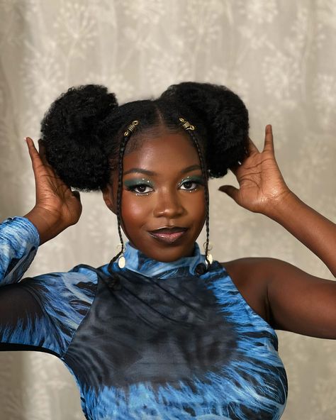 Happy #frofriday 🦋 which do we like more, afro puffs or loose curls? 👀 Braid and curl w/ accessories tutorial coming next week! ✨ Accessories Tutorial, Afro Puffs, Afro Puff, Braids With Curls, Reference Pictures, Beautiful Dream, Loose Curls, April 26, Dream Hair