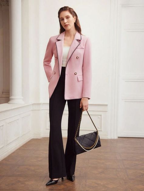 #trendy black pink blazer Outfit Saco Rosa, Blazer Rosa Outfit, Pink Blazer Outfit Work, Pink Blazer Outfits For Women, Pink Office Outfit, Pink Work Outfit, Blazer Outfits For Women Work, Corporate Outfits For Women, Recreating Outfits