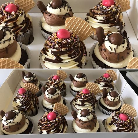 Ice cream style cupcakes Pastry Case, Cool Desserts, Random Aesthetic Stuff, Random Aesthetic, Shop Front, Good Recipes, Cream Style, Cake Decorating Ideas, Aesthetic Stuff