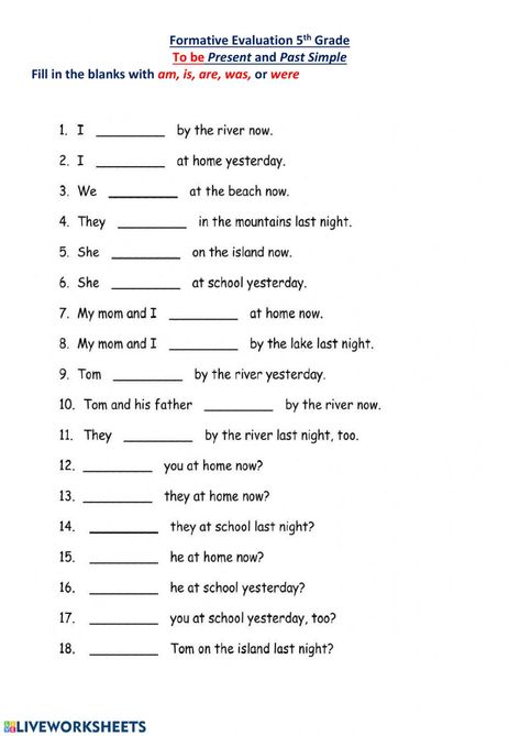 Verb Tenses Exercises, Verb To Be Past, Tenses Worksheet, Perfect Verb Tense, Present Past Tense, English Past Tense, Linking Verbs Worksheet, Past Tense Worksheet, Tenses Exercises