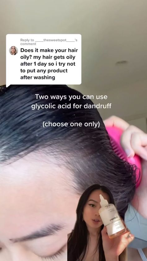 calistatee on Instagram: How to use glycolic acid for dandruff - before OR after shower 🤍 Rmb to follow up w hair oil or rosewater to moisturize your scalp.… Glowing Hair, Pampering Routine, Makeup And Beauty Blog, Scalp Scrub, Basic Skin Care Routine, Hair Guide, Hairdos For Curly Hair, Oily Hair, Hair Problems