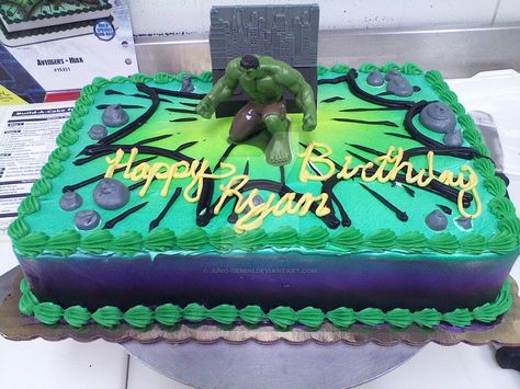 Hulk Cake by Juno-Gemini The Hulk Cake, Hulk Birthday Party Decorations, Hulk Smash Party, Hulk Smash Cake, Hulk Birthday Cakes, Hulk Cake, Hulk Birthday Parties, Hulk Party, Hulk Birthday