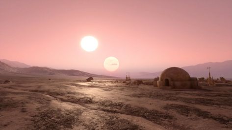 Star Wars Planets, Star Wars Painting, Sunset Tattoos, Binary Star, Star Wars Background, Planets Wallpaper, Star Wars Concept Art, Star Wars Tattoo, Star Wars Film