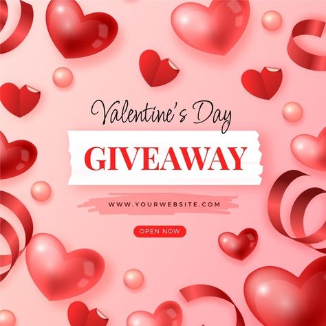 Giveaway Template, Valentines Giveaway, San Valentin Vector, Love Celebration, Art Generator, Diy Christmas Tree, Premium Vector, Christmas Diy, Valentine's Day