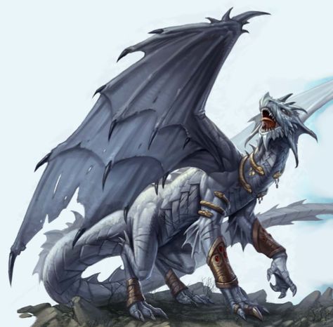 White Dragon - Pathfinder PFRPG DND D&D d20 fantasy Dragon Dnd, Beast Creature, Dnd Dragons, Cool Dragons, Monster Characters, Dnd Monsters, Dragon Rider, Dragon Pictures, Dnd Art