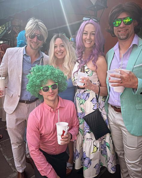 A wig party?! YES! What a fun wedding welcome party idea! Links in bio. #wigs #wigparty #neworleans #target #amazonfinds #diffeyewear Color Wig Bachelorette Party, Bacherlotte Wig Party, Bachelorette Party Wig Night, Wig Bachelorette Party, Colorful Wigs Bachelorette Party, Wedding Welcome Party, Wig Party, Welcome Party, Diff Eyewear