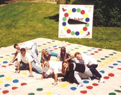 game of twister  | ... Doesn't matter how you spell it, you lost before the game even begins Post Prom Games, Prom Activities, Giant Twister, Prom Games, Backyard Carnival, Building Games For Kids, Birthday Games For Adults, Post Prom, Carnival Games