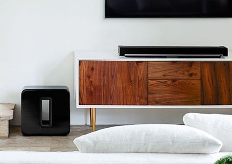 SUB - Wireless Subwoofer | Sonos Sonos Playbar, Home Theater Surround Sound, Home Theater Speakers, Home Automation System, Home Safes, Home Cinema, Home Theater System, Home Technology, Home Cinemas