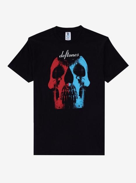 Deftones Minerva Split Skull T-Shirt | Hot Topic The Deftones, Deftones Shirt, Red And Light Blue, Hot Topic Shirts, Tall Hoodies, Skull T Shirt, Band Logos, Plus Size Fits, Skull Tshirt