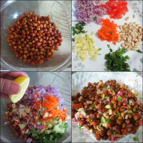 Nalini'sKitchen: Kala Channa Chaat/Salad - Black Chickpeas Salad Chaat Salad, Channa Chaat, Chat Recipes, Veg Salad Recipes, Chickpeas Salad, Diet Salad Recipes, Diet Salad, Indian Salads, Veg Salad