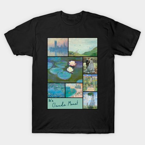 The “It’s Claude Monet” collage of impressionist artist Claude Monet’s most famous paintings (Water Lilies, The Houses of Parliament, Bazille and Camille, Cliffs at Pourville, ect.) is the best gift for who loves Claude Monet and art. -- Choose from our vast selection of Crewneck and V-Neck T-Shirts to match with your favorite design to make the perfect custom graphic T-Shirt. Pick your favorite: Classic, Relaxed Fit, V-Neck, Tri-Blend, Dolman Extra Soft Tri-Blend, Slouchy V-Neck, Slouchy, Premi Most Famous Paintings, Pattern Bag, Impressionist Artists, Famous Paintings, Houses Of Parliament, Water Lilies, Claude Monet, Best Gift, Best Gifts