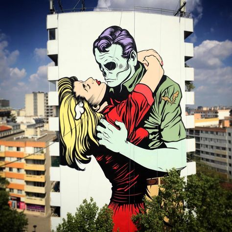 “Love Won’t Tear Us Apart” by D*Face in Paris, France | StreetArtNews Art Parisien, Street Art Paris, Best Street Art, Amazing Street Art, Murals Street Art, Arte Popular, Street Art Graffiti, Street Artists, Mural Art