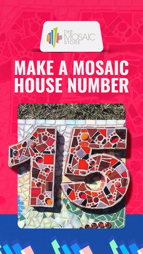 Step by step instructions on how you can create a beautiful mosaic house number for your home. Check out our easy to follow guide and make your own today! 😀 Mosaic House Numbers Diy, Mosaic House Numbers, Mosaic Numbers, Easy Mosaic, House Numbers Diy, Mosaic Art Diy, Exterior Tiles, Mosaic Pieces, Mosaic House