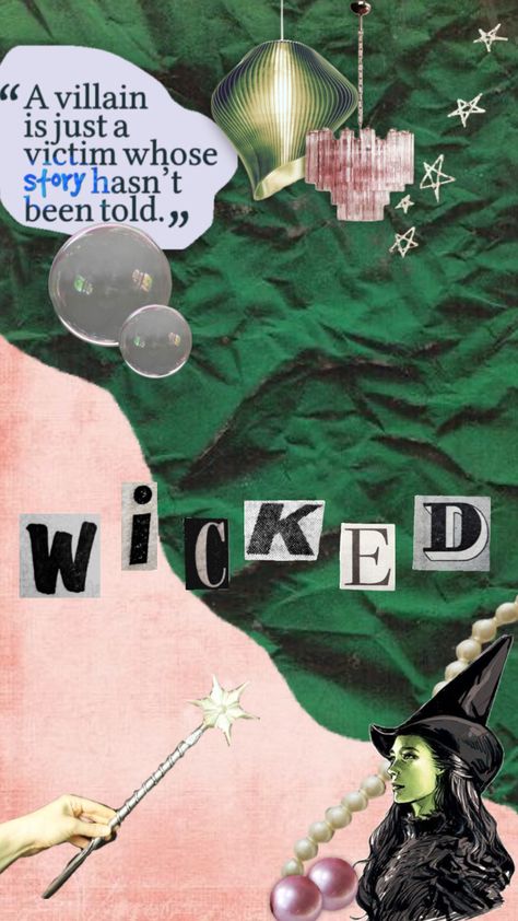 Pink Goes Good With Green Wicked, Wicked Aesthetic Wallpaper, Wicked Wallpaper Iphone, Broadway Wallpaper, Wicked Aesthetic, Wicked Wallpaper, Broadway Wicked, Musical Wallpaper, Wicked Movie