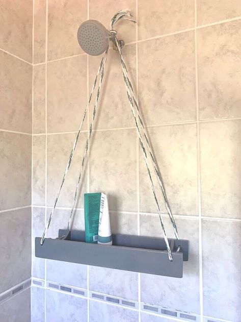 Lets face it, built-in showers never have enough storage. Here’s an easy fix, no drilling of tiles or scratching of glass doors with metal holders involved. Dinosaur Toothbrush Holder, Diy Toothbrush Holder, Mercury Glass Lamp, Large Curtains, Glass Lamp Base, Domino Set, Diy Clouds, Soap On A Rope, Modern Wall Shelf