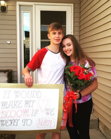 "Homecoming Proposals"...it's a real big deal these days! Jarrod got his date to say "yes" with a big bouquet of red roses 🌹 from #1800flowersfloweramaiowacity and a cool poster he spent all night designing himself! #homecoming #libertyhighschool #hc17 Prom Proposal With Flowers, Hoco Posters, Hoco Signs, Prom Posters, Prom Proposals, Homecoming Flowers, Bouquet Of Red Roses, Big Bouquet, Homecoming Posters