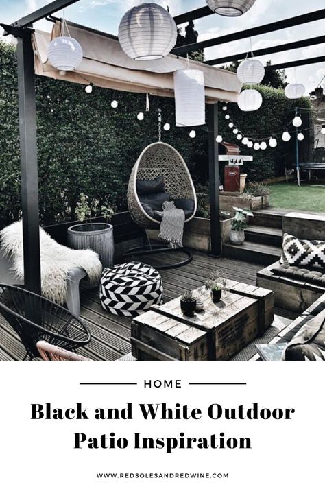 Glam Dining Room - Red Soles and Red Wine Black And White Outdoor Patio, Outdoor Patio Inspiration, White Outdoor Patio, White Outdoor Furniture, Glam Dining Room, Glam Dining, Red Dining Room, Dining Roo, Outdoor Patio Designs