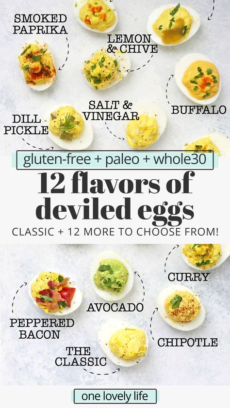 Deviled Eggs Different Ways, Deviled Eggs No Mustard, Loaded Deviled Eggs Recipe Best, Egg Flight Ideas, Devil Eggs Recipe, Deviled Eggs Recipe Best Thanksgiving, Elegant Deviled Eggs, Unique Deviled Eggs, Deviled Eggs Recipe Best Easy