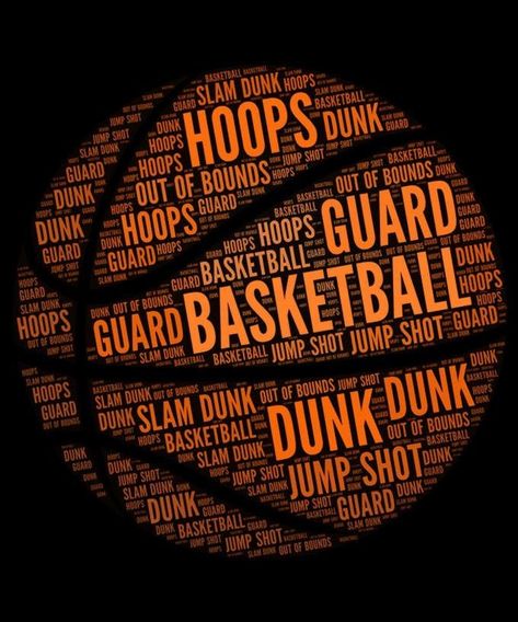 Basketball Typography Graphic Design, Graphic Design Text Typography, Basketball Words, Basketball Typography, Basketball Graphic Design, Basketball Logo Design, Word Cloud Design, Graphic Design Text, Word Cloud Art