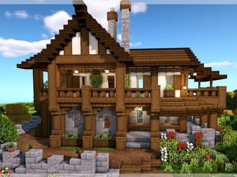 Large Medieval House Minecraft, Minecraft House Medieval, Medieval House Minecraft, Minecraft Kale, Minecraft Medieval House, Modern Minecraft Houses, Case Minecraft, Minecraft Mansion, Minecraft Houses Blueprints