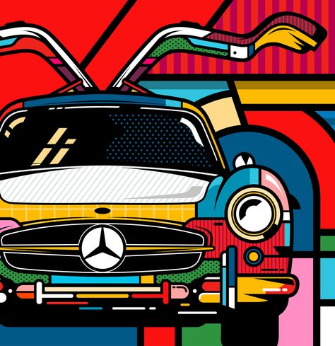 Mercedes-Benz // 1000 Miglia on Behance Auto Illustration, Astronaut Drawing, Mercedes Benz Wallpaper, Motorsport Art, Automotive Illustration, Benz Cars, Crazy Art, Cool Car Drawings, Paint Shirts