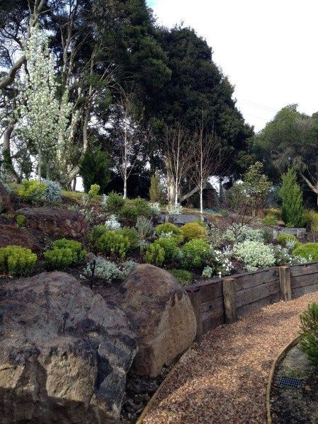 Nice Slope Landscaping Exterior Ideas Steep Hill Landscaping, Slope Landscaping, Sloped Backyard Landscaping, Landscaping A Slope, Garden Retaining Wall, Landscaping On A Hill, Oberirdische Pools, Sloped Yard, Hillside Garden