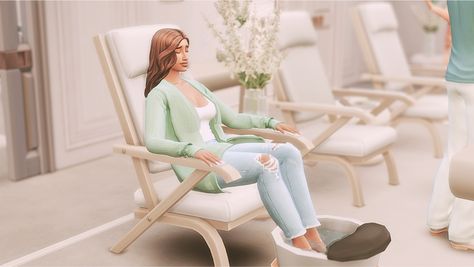 aesthetic Functional Nail Salon Sims 4, Sims 4 Nail Salon Build, Sims 4 Nail Salon, Sims 4 Spa Cc, Sims 4 Free Mods, Cc Nails, Aesthetic Sims, Sims 4 Nails, Hair Salon Furniture