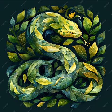 Premium Photo | Jungle and Forest Collage Textures A Digital Collection Nature Inspired Art Wildlife Illustrations Snake Art Wallpaper, Snake 3d Art, Snake Illustration Design, Snake Mountain Art, Snake In Forest, Color Wheel Art Projects, Jungle Forest, Color Wheel Art, Snake Illustration