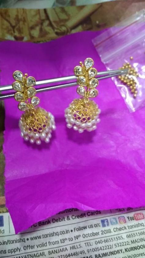 Light Weight Gold Buttalu, Mounika Reddy, Buttalu Gold, Gold Buttalu, White Stone Jewelry, 22 Carat Gold Jewellery, Gold Jhumka Earrings, Gold Pearl Jewelry, Indian Jewelry Earrings