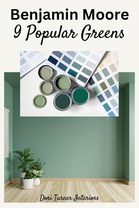 Green is back on the scene in a new and refreshing way! As an accent wall, on kitchen cabinets, or in a moody office, green looks great in almost any space. If you're needing the perfect green shade for your home, check out this list of some of Benjamin Moore's most popular green paint colors and get ready to transform your space! Newburgh Green Benjamin Moore, Benjamin Moore Calypso Green, Emerald Green Benjamin Moore, Benjamin Moore Webster Green, Benjamin Moore Greens For Bedroom, Harrisburg Green Benjamin Moore, Chrome Green Benjamin Moore, Benjamin Moore Green Kitchen, Green Walls Benjamin Moore