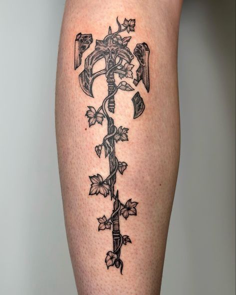 Skyrim Inspired Tattoos, Calf Leg Tattoo, Skyrim Tattoo Ideas, Skyrim Tattoo, Calf Leg, Gaming Tattoo, Leg Tattoo, Tattoo Inspo, Skyrim