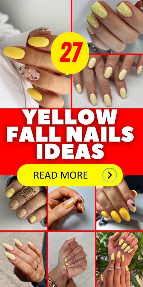 Achieve a chic autumn look with yellow fall nails, using colors like mustard, pale yellow, and golden hues. Mix with blue and teal for a unique design. Try matte finishes or add bright neon accents for a trendy touch. These nail art ideas are great for any nail shape, offering a cute and stylish option. Simple yet sophisticated, yellow fall nails are perfect for embracing autumn trends. Trendy Nail Shapes, Yellow Fall Nails, Harry Potter Nail Art, Neon Yellow Nails, Yellow Nails Design, Orange Nail Polish, Short Almond Nails, Classy Nail Designs, Nail Art Pen