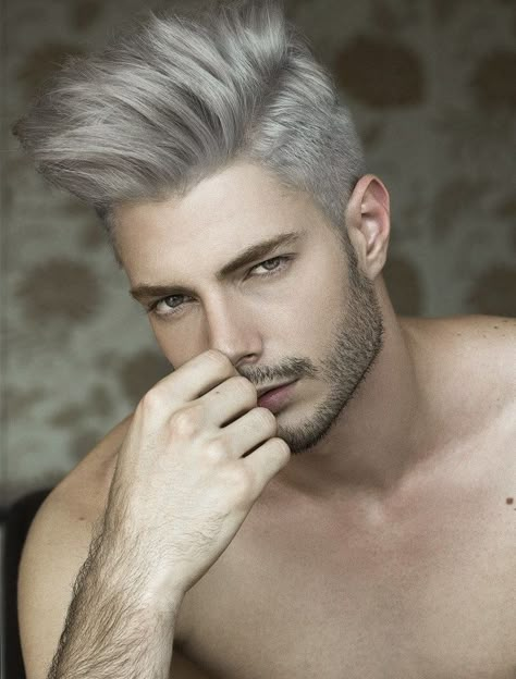 Male Ashy Grey Silver Blonde Hair Dye Color Silver Hair Men, White Hair Men, Grey Hair Men, Mens Hair Colour, Men Hair Color, Silver Hair Color, Corte De Cabelo Masculino, Ombre Hair Color, Grey Hair Color